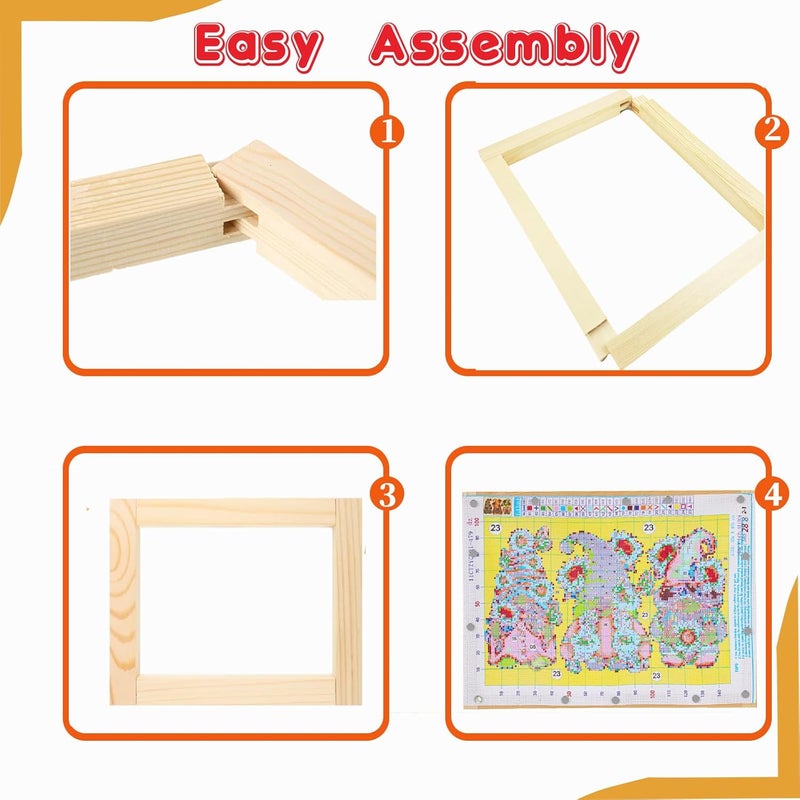Yeeyeah 24 Pcs 6 Sets Stretcher Bars for Needlework 6 Sizes Wooden Canvas Stretcher Bars with 80 Thumb Tacks and Tacks Remover for Needlepoint Embroidery Stitch Frame Set Bundle with Crafts - Image 3